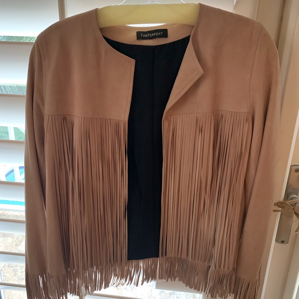 NWOT Lt. Pink Suede Fringed Jacket by THEPERFEXT